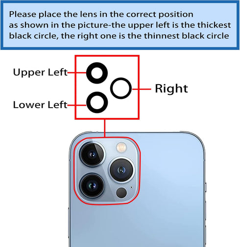 3pcs/Set Rear Back Camera Lens Covers Replacement for iPhone 13 Pro Max Back Rear Glass Camera Lens Replacement for iPhone 13 Pro Max with Pre-Ins...
