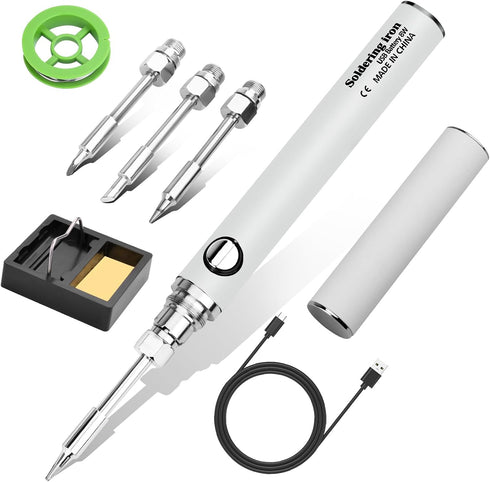 Cordless Soldering Iron Kit, USB Rechargeable Portable Cordless Soldering Iron with 3PCS Soldering Tips, 3 Temperature Adjustment Soldering Iron T...