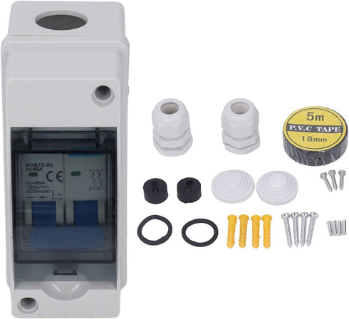 DC Disconnect Switch, 1000V 40A Protective Transparent Cover Miniature Circuit Breaker with IP65 Distribution Box for Home RV Photovoltaic Solar P...