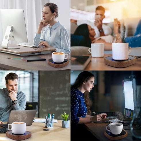 Coffee Mug Warmer, Candle Warmer, Coffee Warmer for Desk Auto Shut Off, Mug Warmer for Coffee, Tea, Beverage, Hot Chocolate, Milk,Wood Grain...