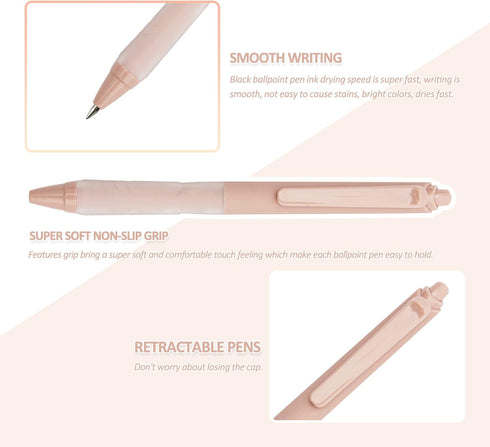 Linbsunne Ballpoint Pens Medium Point 1mm Black Pen with Super Soft Grip Ball Point Pen for Men Women Retractable Pens (12-pack)...