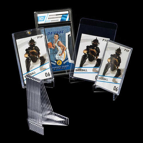 10 Pack of Acrylic Card Stands by Pro-Tec Accessories - Crystal Clear Transparent Mini Easel - Durable & Sturdy Design - Ideal for Home Display, O...