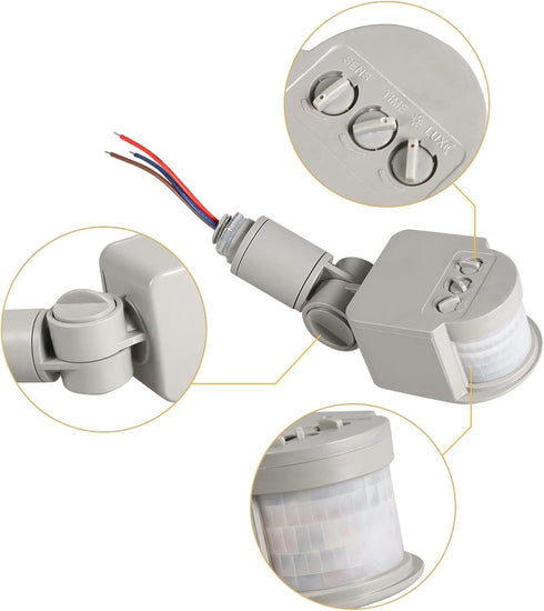 Motion Sensor, 90-250V AC Motion PIR Sensor, Flood Lights 180 Degree Motion Detector Dusk Till Dawn Replacement Motion Security Sensor for Wall Li...
