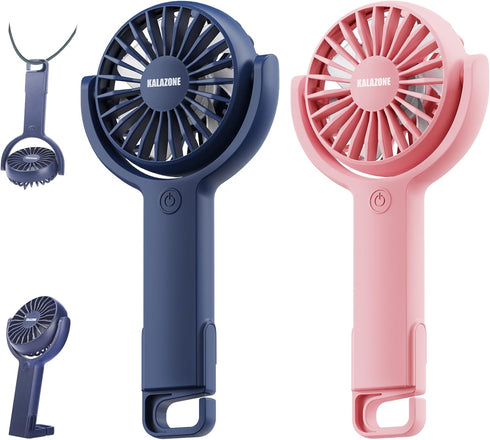 Mini Handheld Fan 2 Pack, Rechargeable Portable Hand Held Fan,5 Speed with Base Small Desk Fan,180° Rotatable Fan for Travel/Games/Season/Outdoor/...