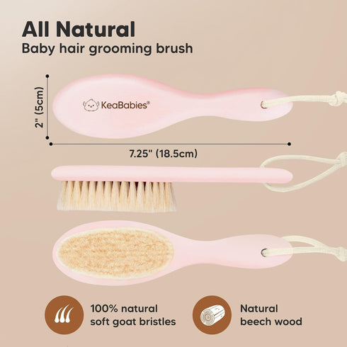 Baby Hair Brush - Baby Brush with Soft Goat Bristles, Cradle Cap Brush, Perfect Scalp Grooming Product for Infant, Toddler, Kids, Newborns, Baby G...