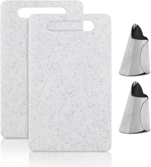 2Pcs Small Kitchen Cutting Board with Finger Guards Set Mini Plastic Cutting Board Set Dishwasher Safe for Camping Food Fruits Prep Vegetables Eas...