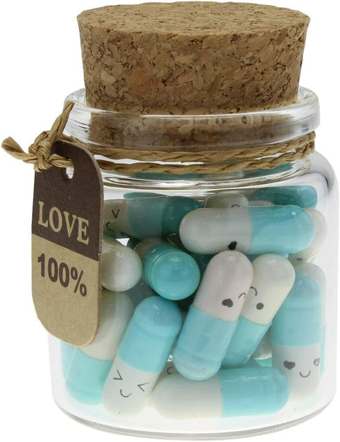 Infmetry Valentines Day Gifts For Her Him Boyfriend Girlfriend Capsule Notes Pills in a Glass Bottle Letter Messages For Couples Men Women (Light ...
