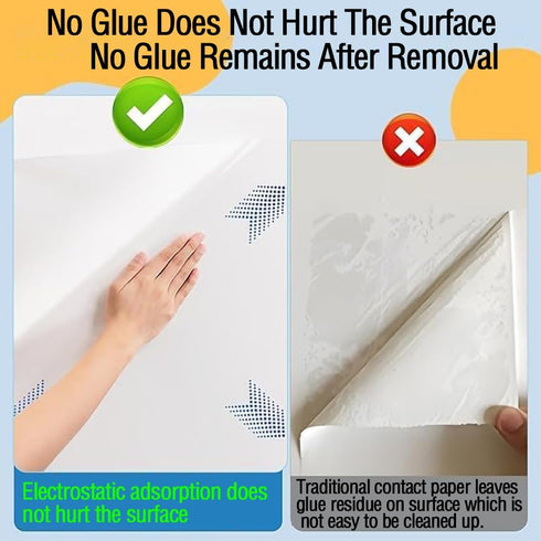 Electrostatic Absorption Countertop Protective Film 17.3inch*16.4FT Transparent No Glue Removable Oil-proof Contact Paper for Horizontal Smooth Su...