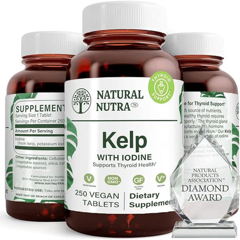 Natural Nutra Kelp Iodine Supplement, Helps Improve Brain Health, Strengthens Immune System, and Regulates Metabolism, Vegan Sea Kelp, Atlantic So...