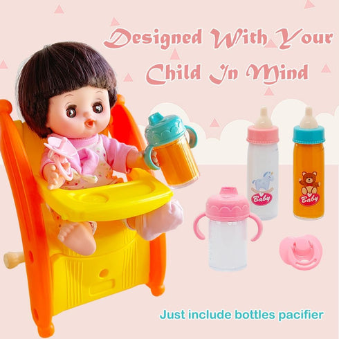 Baby Doll bottle Accessories Toys Baby Doll Magic bottles Playset Disappearing Bottles with Pacifier for Little Girls (small set(for 8-12" doll))...