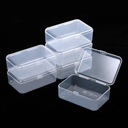 ISKYBOB 6 Packs Small Plastic Storage Containers, Clear Rectangle Bead Organizer Case with Lids for Crayons, Crafts, Bobby Pin Holder(3.7x 2.4in)...