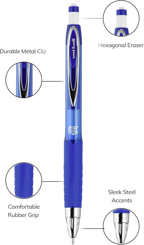 Uni-ball 207 Mechanical Pencil, 0.7mm, HB #2, Blue Barrel, 12 Count...