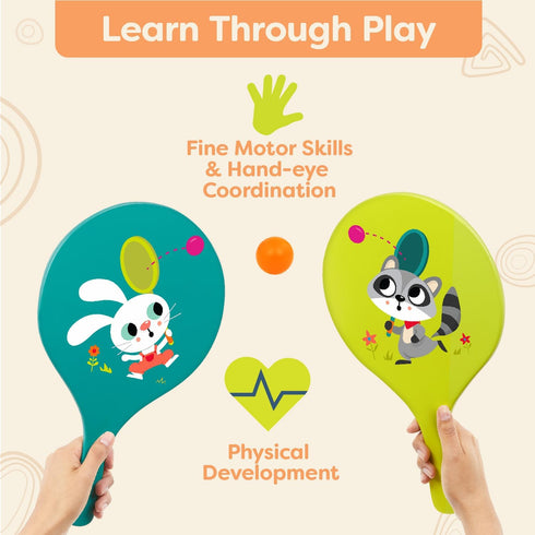 B. toys- Bounce & Play Paddle Set- Sports & Outdoor- Paddle Ball Game – 2 Colorful Paddles & 1 Ball – Active Play for Kids, Toddlers- 3 Years +...