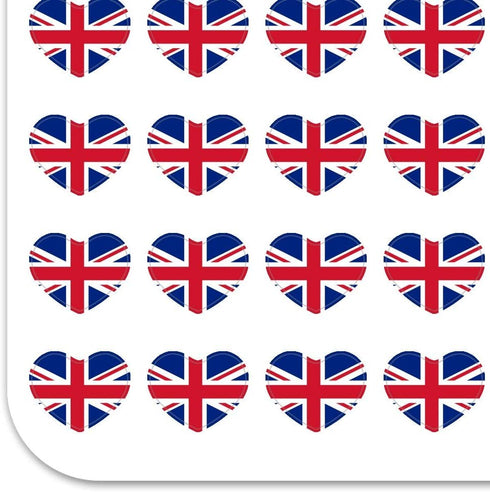 United Kingdom Great Britain Union Jack Country Flag Heart Shaped Planner Calendar Scrapbook Craft Stickers...