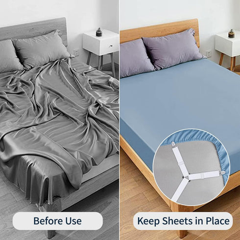 Sopito Sheet Straps, Adjustable Bed Sheet Suspenders Max Stretch from 29.5 in to 82.7 in Compatible for Crib to King Size Bed, Non Slip Holder Fas...