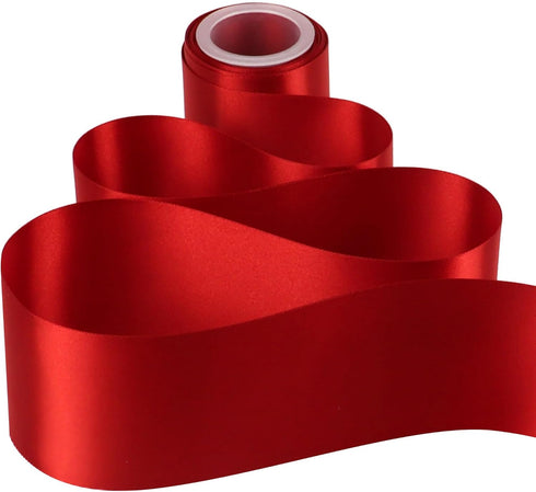 MEEDEE Red Satin Ribbon 3 Inch Wide Red Ribbon by 10 Yards Lux Satin Double Faced Satin Ribbon Red Christmas Ribbon Red Ribbon for Christmas Tree,...