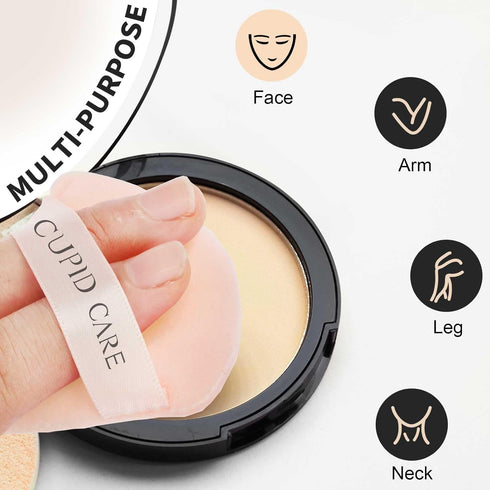 6 Pcs Triangle Powder Puff with 2 Travel Cases, Setting Powder Puffs for Face Powder and Foundation, Velour Makeup Puff for Loose Powder Body Powd...