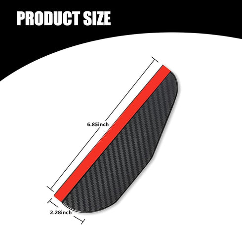 2 PCS Car Rear View Mirror Rainy Eyebrows, 6.85" x 2.28" Carbon Fiber Waterproof Side Mirror Guard, Rainwater Diversion Visor All-weather Protecti...