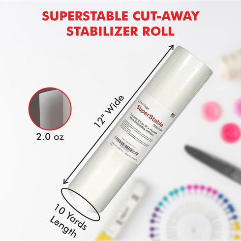 Superpunch Cutaway 2.0 Oz Stabilizer For Embroidery Machines - 12" x 10 yards roll, White SuperStable Machine Embroidery Stabilizer Backing, Cut A...