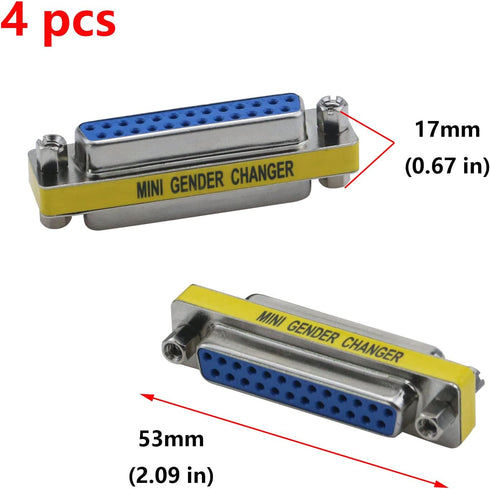 Antrader 4-Pack DB25 25 Pin Serial Port Female to Female Mini Gender Changer Coupler Adapter RS232 Connector...