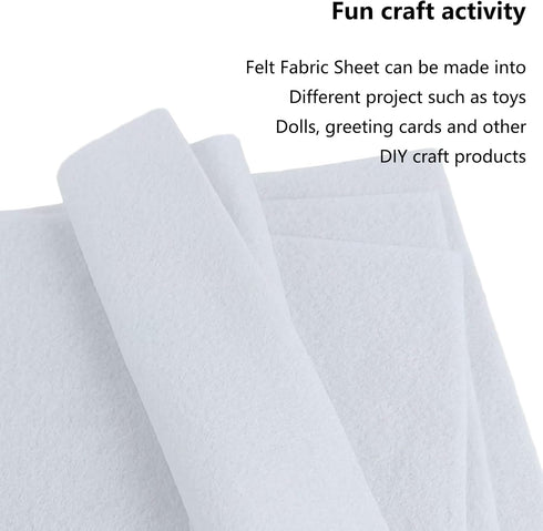 Jtnohx Soft Felt Fabric, Flexible Craft Felt for Toy Handwork, 1.4mm Thick 6"x6" Felt Sheets for DIY and Sewing Projects (White)...