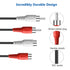 2 RCA to 2RCA Extension Cable 2-Pack, 3.3 ft RCA Cable 2 Male to 2 Female, 2RCA Stereo Audio Extender Cable for Speaker, Amplifier, Mixer, TV...