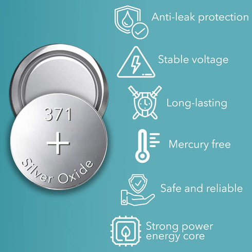 Watch Battery Button Cell (2X Pack of 5) - 371, 370, SR920SW, 1188SO, SR69, SP370, 1171SO, SP371, V371, V370, G64, LR920, AG6, 605, GP71, RW315 1....