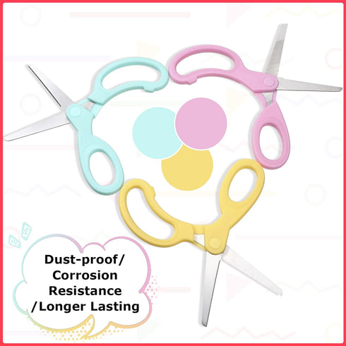 Mudder 3 Pieces Left Handed Scissors Kids Age 8-12 5.9 Inch Back to School Gifts Safety Children Scissors with Blunt Tip Stainless Steel Blades an...