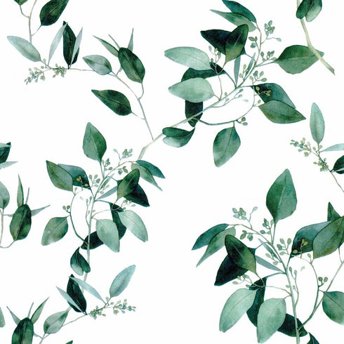 8267 Floral Peel and Stick Wallpaper 17.7in x 9.8ft Green Plant Eucalyptus Leaf Removable Self Adhesive Contact Paper Drawer Shelf Liner Vinyl Rol...
