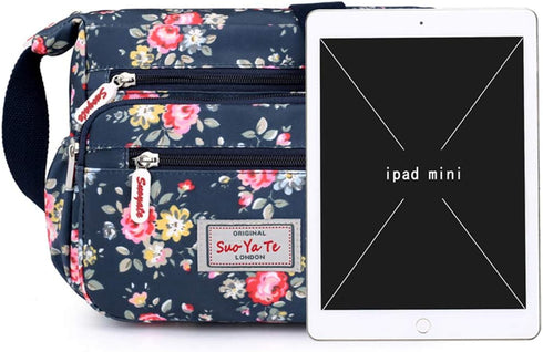 Casual Nylon Floral Shoulder Bag For Women Crossbody Bag Messenger Bags Travel Handbags With Adjustable Strap Waterproof...