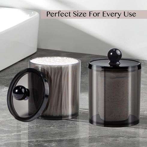 SheeChung 4 Pack Plastic Acrylic Bathroom Vanity Countertop Canister Jars with Storage Lid, Apothecary Jars Qtip Holder Makeup Organizer for Cotto...