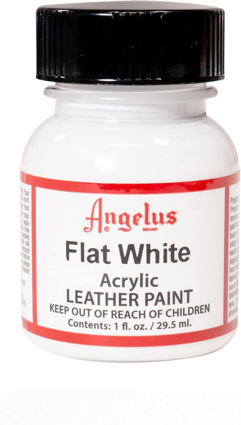 Angelus Brand Acrylic Leather Paint Waterproof 1oz - Flat Black & Flat White Duo...