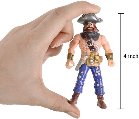 HAPTIME 6 Pcs Pirates Action Figure Playset with 6 Weapons / Sea Rover Pirate Men Toy (Each 3.75 inch Tall ), Great for Boys Kids Children as Birt...