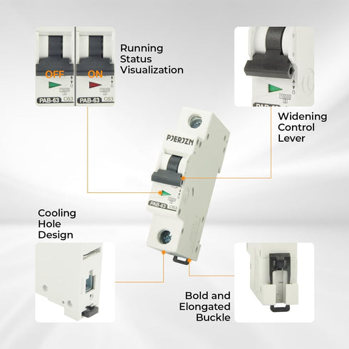 Miniature Circuit Breaker 400V 63A Single Pole AC Disconnect Switch DIN Rail Mount, Low-Voltage Miniature Circuit Breaker for Homes, Offices, Gara...