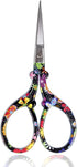 BIHRTC 3.6 Inch Embroidery Scissors - Sharp Stainless Steel Pointed Scissors for Cross Stitch, Sewing, Craft & DIY - Black Flower Design...