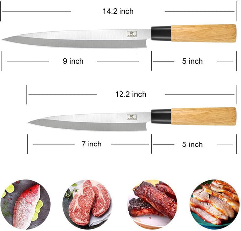 Sashimi Sushi Knife 7-9 Inch/Fish Perfect Boning Knives/Bread Chef's/For Cutting Sushi/Sashimi Fish Filleting Slicing/Very Sharp Stainless Steel B...