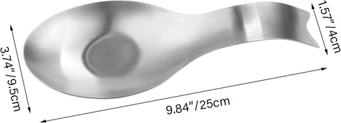 Stainless Steel Spoon Rest, Spatula Ladle Holder, Stainless Steel Utensil Spoon Rest Holder, Brushed Finish, Dishwasher Safe 3.8 x 9.4 Inch (Fish ...