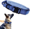 Tactical Dog Collar Military Dog Collar Adjustable Nylon Dog Collar Heavy Duty Metal Buckle with Handle for Dog Training (Dark blue,M)...