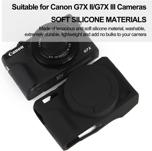 Case for Canon Powershot G7 X Mark III Digital Camera, Soft Silicone Protective Cover with Removable Lens Cover for Canon Powershot G7X Mark III D...