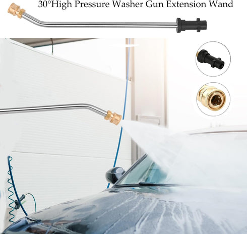 Pressure Washer Extension Wand 17.3" Spray Attachment Lance Wand Extension for Karcher K2 K3 K4 K5 K6 K7, 5 Spray Nozzles, 30° Curved Rods...