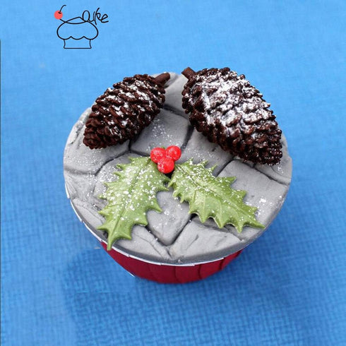 3Pcs/Set Christmas Holly Leaf & Pinecone Fondant Mold, Christmas Holly Berry Mistletoe Pine Cone Silicone Cake Cupcake Decorating Mold, Chocolate ...