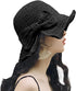 Foldable Wide Brim Floppy Straw Beach Sun Hat,Summer Cap with Bowknot for Women Girls,Strap Adjustable...