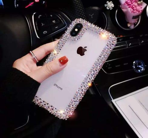 iPhone XS/X/10 Clear 3D Glitter Sparkle Bling Case - Luxury Shiny Crystal Rhinestone Diamond Bumper Protective Cover...