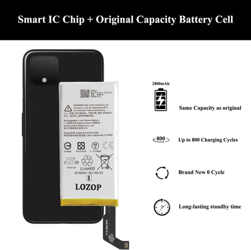 for Pixel 4 Battery Replacement Kit, Replacement Battery for Google Pixel 4 Model G020M, G020I, GA01188, GA01187, GA01189, GA01191 with Repair Too...
