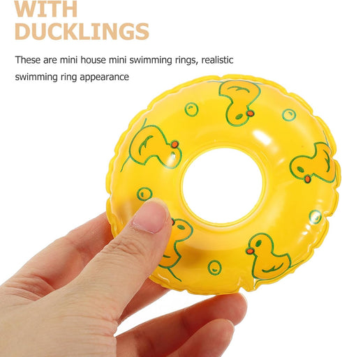Mini Swimming Ring: Cute Duck Decorative Dollhouse Accessories Photo Props for Summer Sport Theme Decor 3.34in5pcs...
