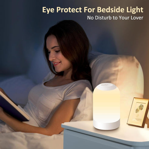 G Keni LED Touch Bedside Table Lamp, Baby Night Light for Kids, Dimmable Nursery Lamp with Timer, Nightstand Lamp for for Living Room, USB Recharg...