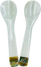 2 Pack 3.94inch Caviar Spoons Handcraft Mother of Pearl MOP Caviar Spoon W Round Handle with One Plastic Storage Box - White, Style B...