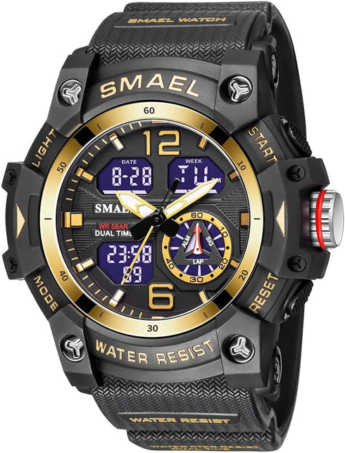 KXAITO Men's Analog Sports Watch Military Watch Outdoor LED Stopwatch Digital Electronic Large Dual Display Waterproof Tactical Army Wrist Watches...