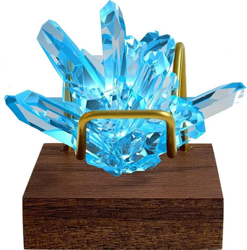 Brass Crystal Display Stand with Walnut Base Mineral Specimens Display Stand Rock Display Easel Metal Display Holder for Stones Geodes Fossils Sph...