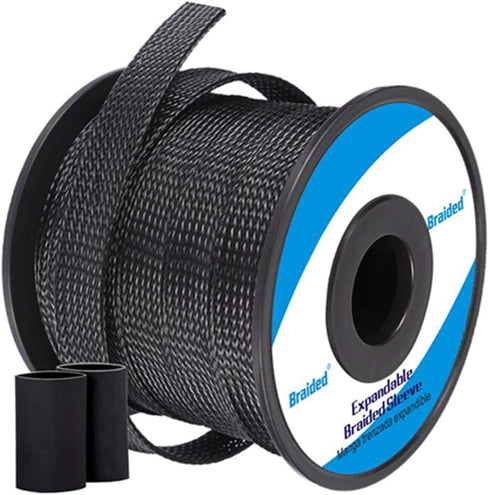 100ft - 1/4 Inch Cable Management Sleeve Protector,Wire Loom PET Expandable Wire Sleeving for Office TV Computer Home Theater Engine Bay Cord Orga...